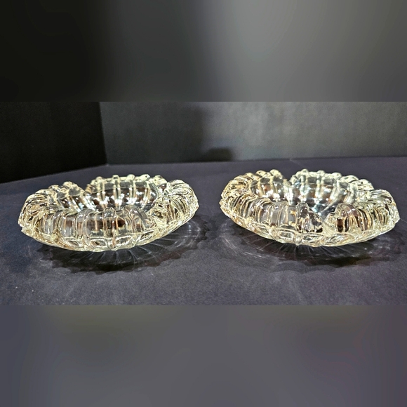 Vintage Ashtray 5.5" Clear Fluted Sharp Line Lot Of 2 EUC - Picture 2 of 9